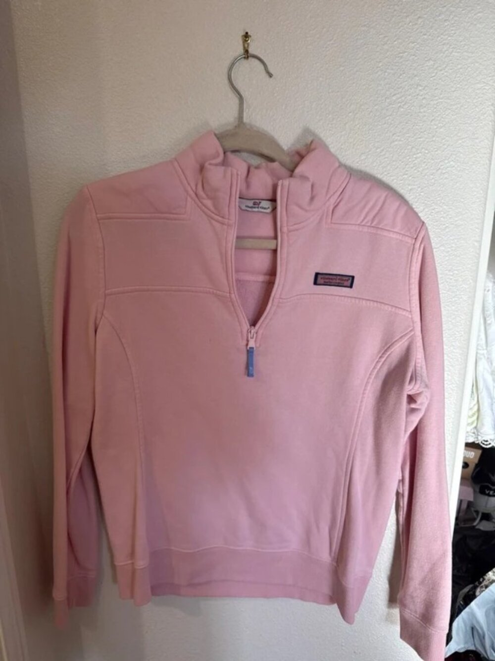 Women's Light Pink 3/4 Zip Pullover Sweatshirt Size M